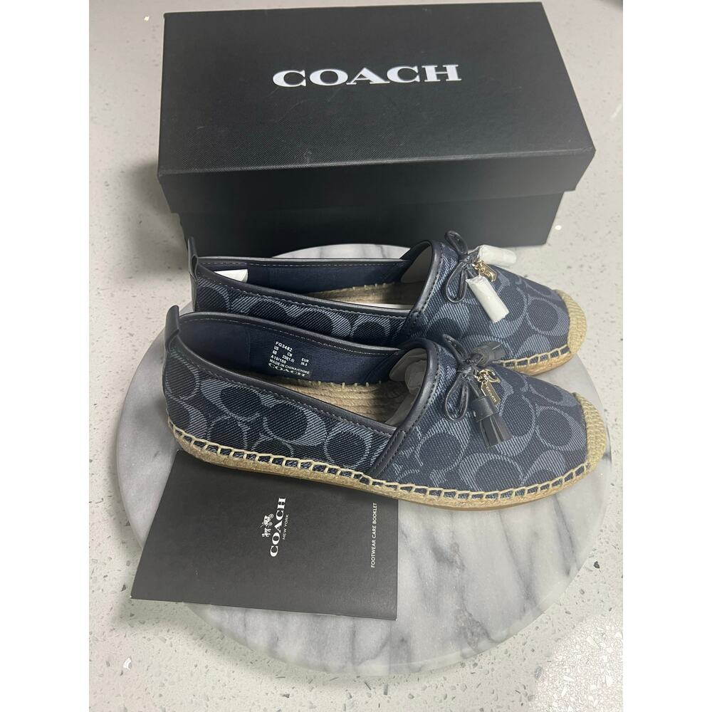 NIB COACH Carson Denim Signature Blue Espadrille Flats-FG3482 Size 6 - Picture 3 of 9